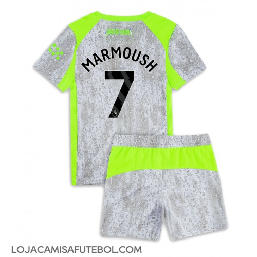 Camisa de Futebol Manchester City Omar Marmoush #7 Equipamento Alternativo Infantil 2025-26 Manga Curta (+ Calças curtas)